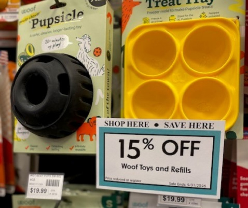 Woof Toys & Refills 15% OFF