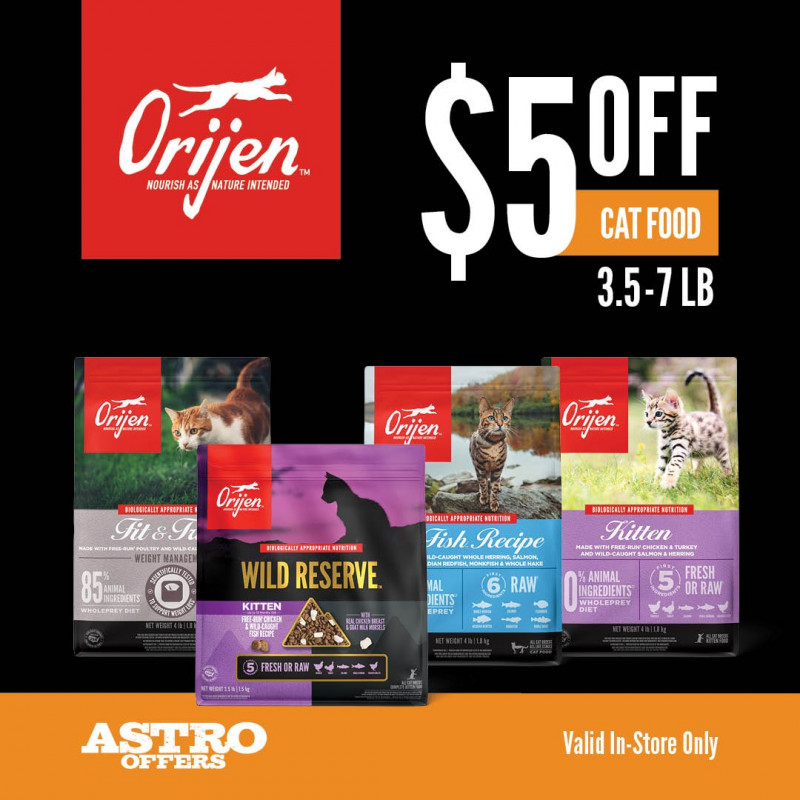 Orijen Cat up to $5 OFF
