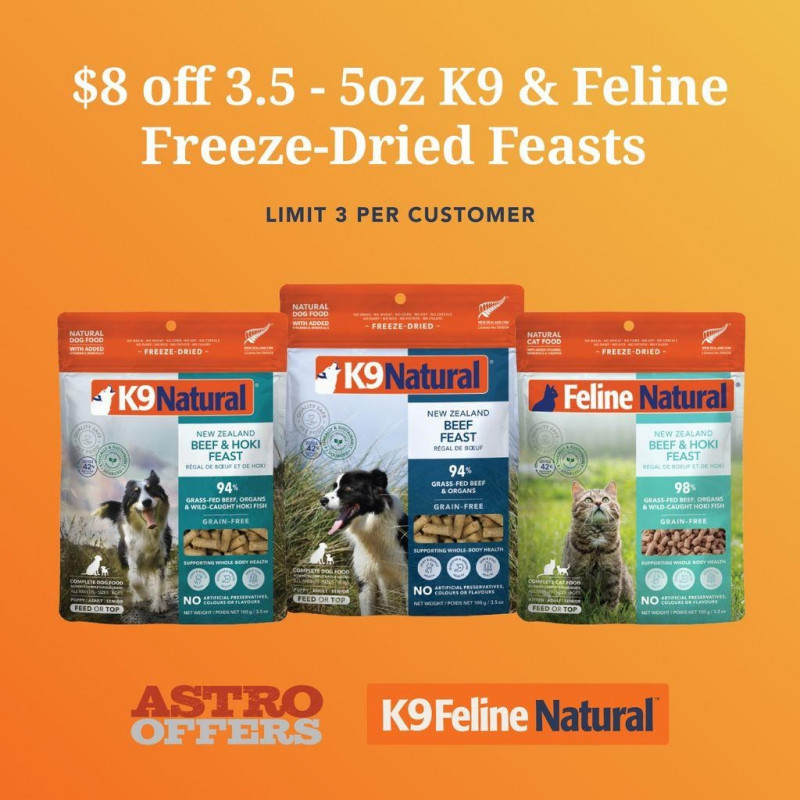 K9 Naturals up to $8 OFF Freeze Dried