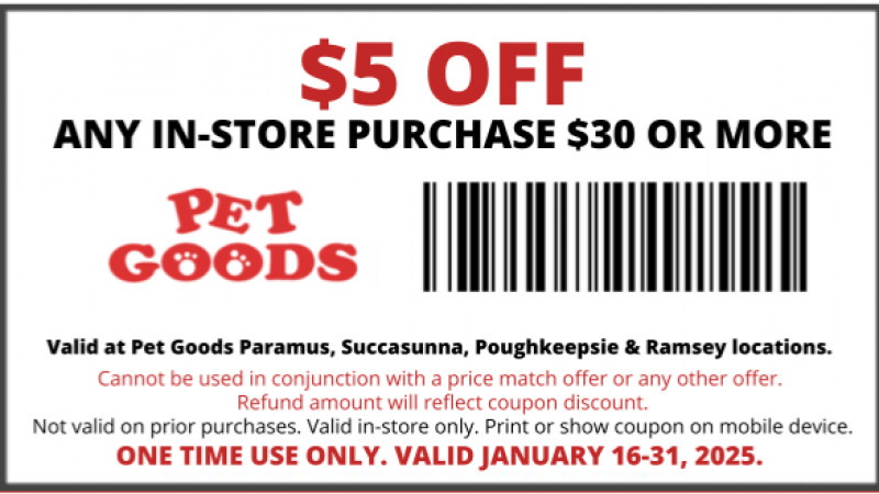 $5 OFF ANY IN-STORE PURCHASE $30 OR MORE