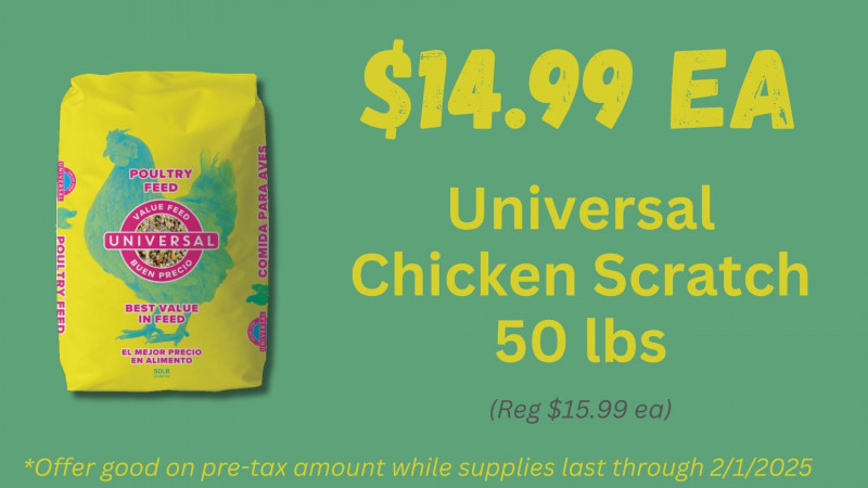 Universal Chicken Scratch 50 lbs ONLY $14.99 ea