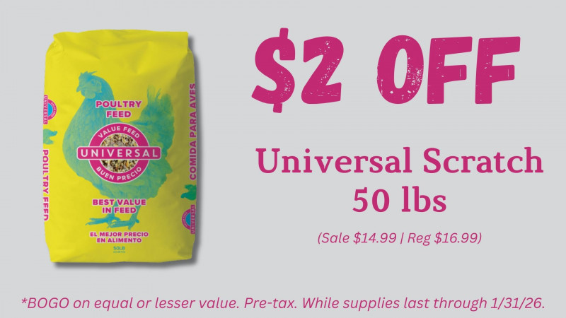 $2 OFF Universal Scratch 50 lbs