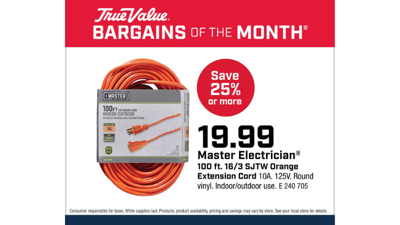 Master Electrician® 100 ft. 16/3 SJTW Orange Extension Cord $19.99