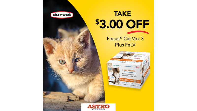 Durvet | $3.00 OFF Focus Cat Vax 3 + FeLV