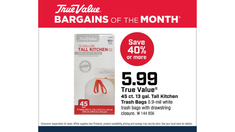 True Value® 45 ct. 13 gal. Tall Kitchen Trash Bags $5.99