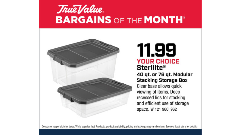 Your Choice Sterilite® 40 qt. or 76 qt. Modular Stacking Storage Box $11.99