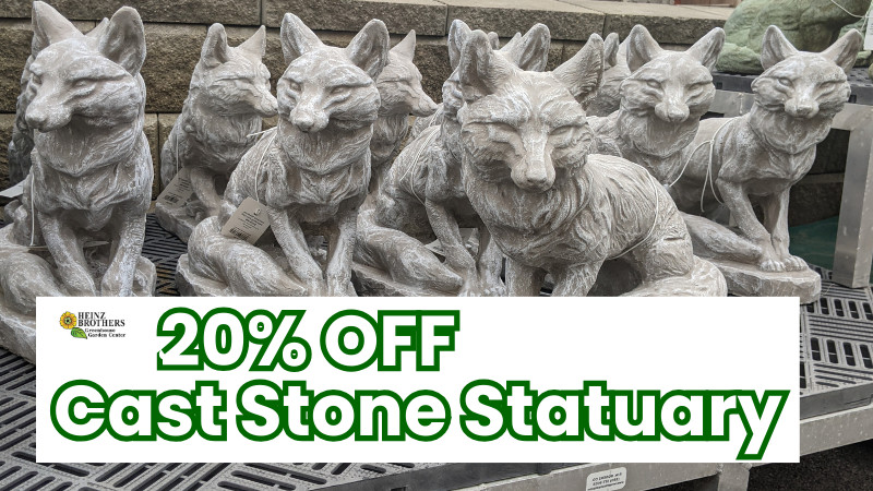 20% off cast stone statuary