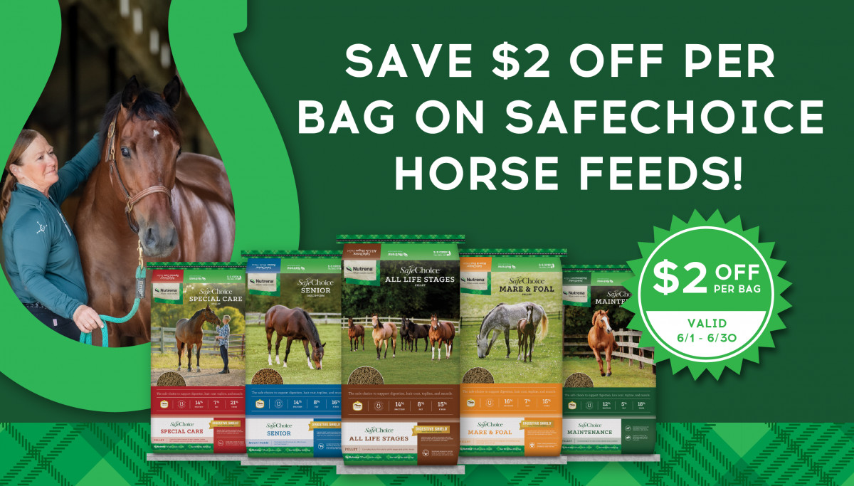 Save $2 Off Per Bag Of SafeChoice Horse Feeds!
