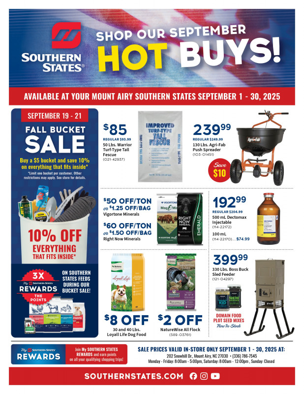 Mount Airy September Hot Buys!