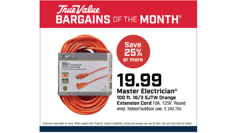 Master Electrician® 100 ft. 16/3 SJTW Orange Extension Cord $19.99