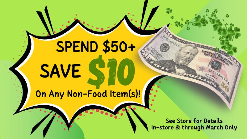 Spend $50 and Save $10 on Non-Food Purchases