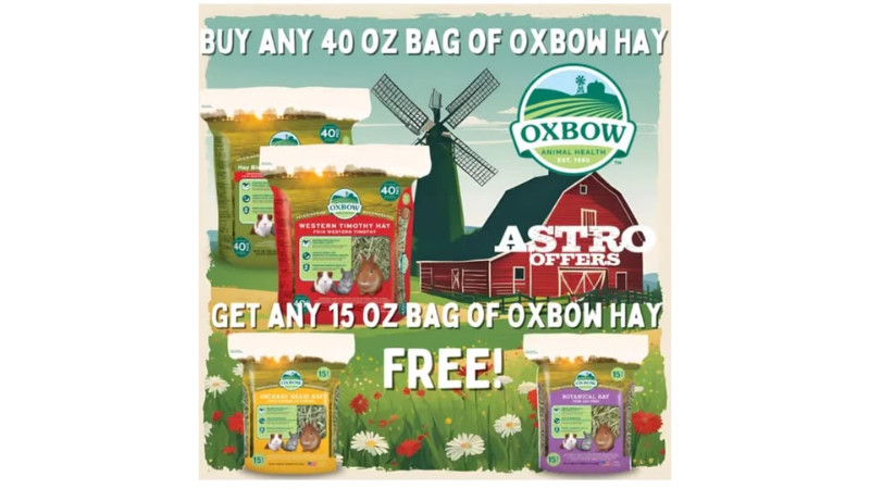 Oxbow | Buy any 40oz Bag of Oxbow Hay - Get a 15oz Bag of Oxbow Hay - FREE!