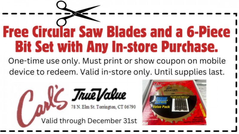 Free Circular Saw Blades and 6-Piece Bit Set with Any In-Store Purchase