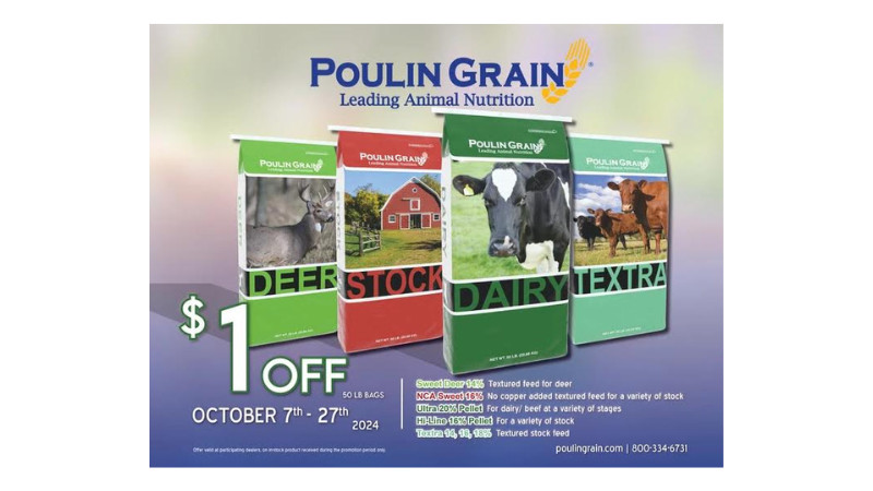 Poulin Grain Feeds- $1.00 Off Select 50 lb Bags