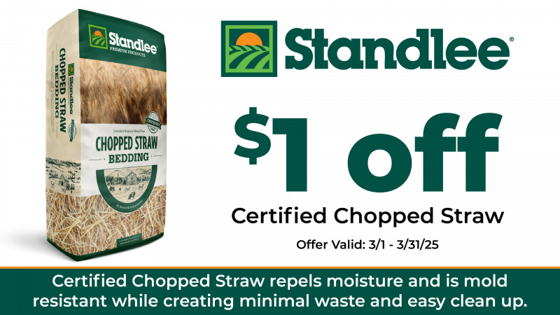 $1 off Standlee Certified Chopped Straw