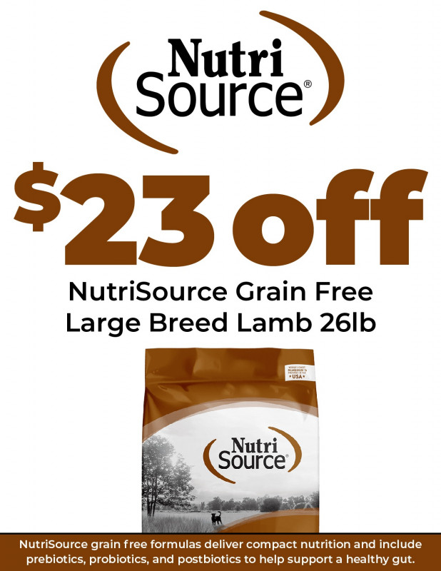 $23 off NutriSource Grain Free Large Breed Lamb 26lb