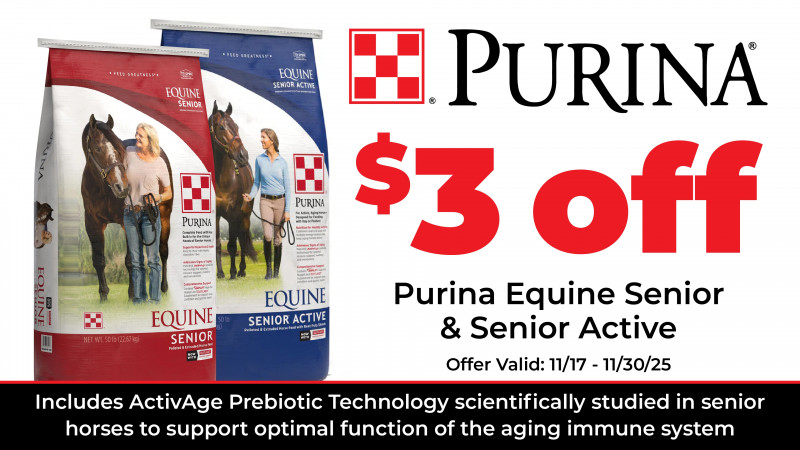 $3 off Purina Equine Senior & Senior Active