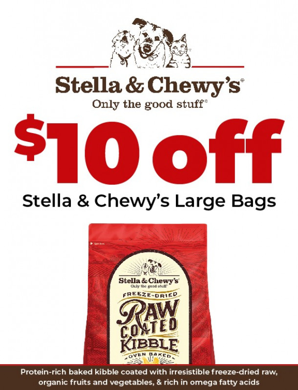 $10 off Large Bags of Stella & Chewy's