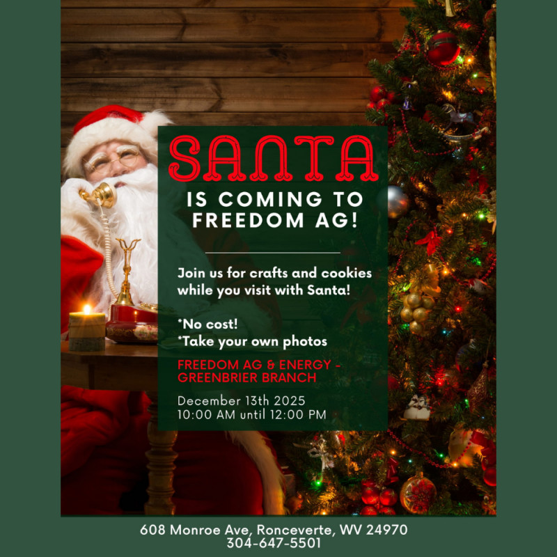 Santa Is Coming To Freedom Ag - Greenbrier!