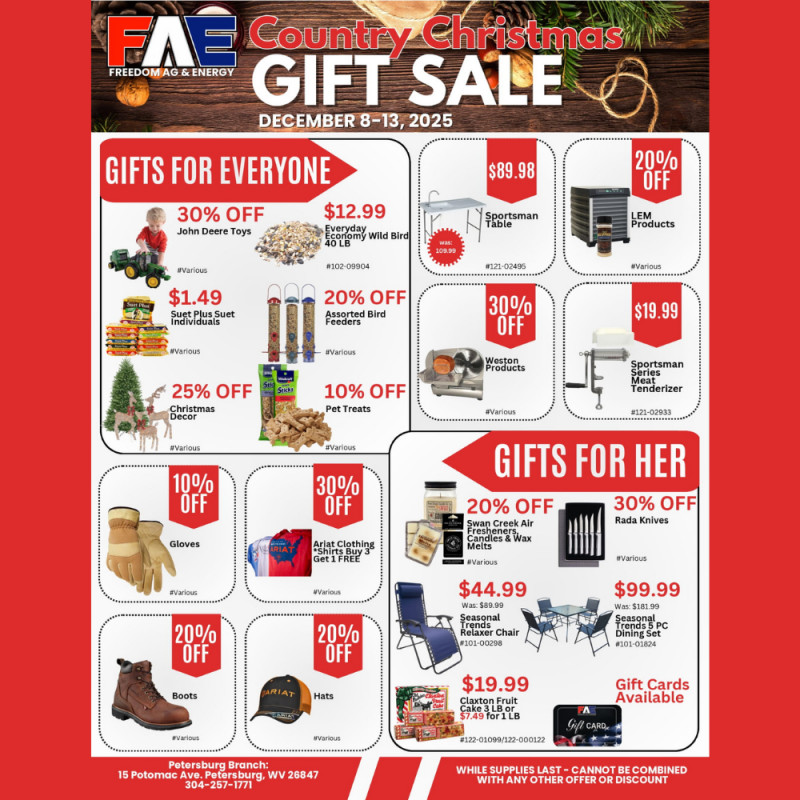 Country Christmas Gift Sale - Petersburg