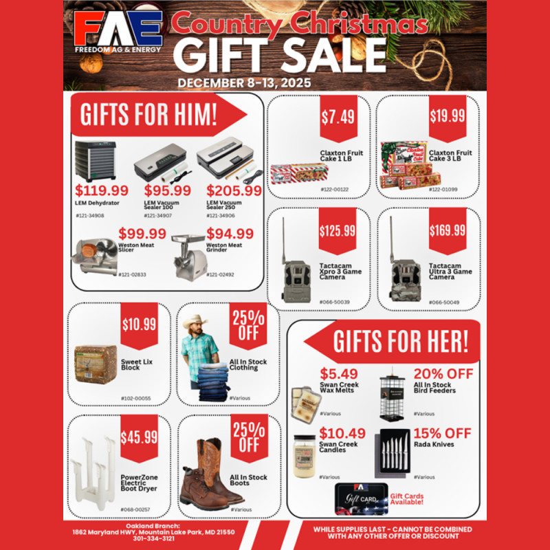 Country Christmas Gift Sale - Oakland