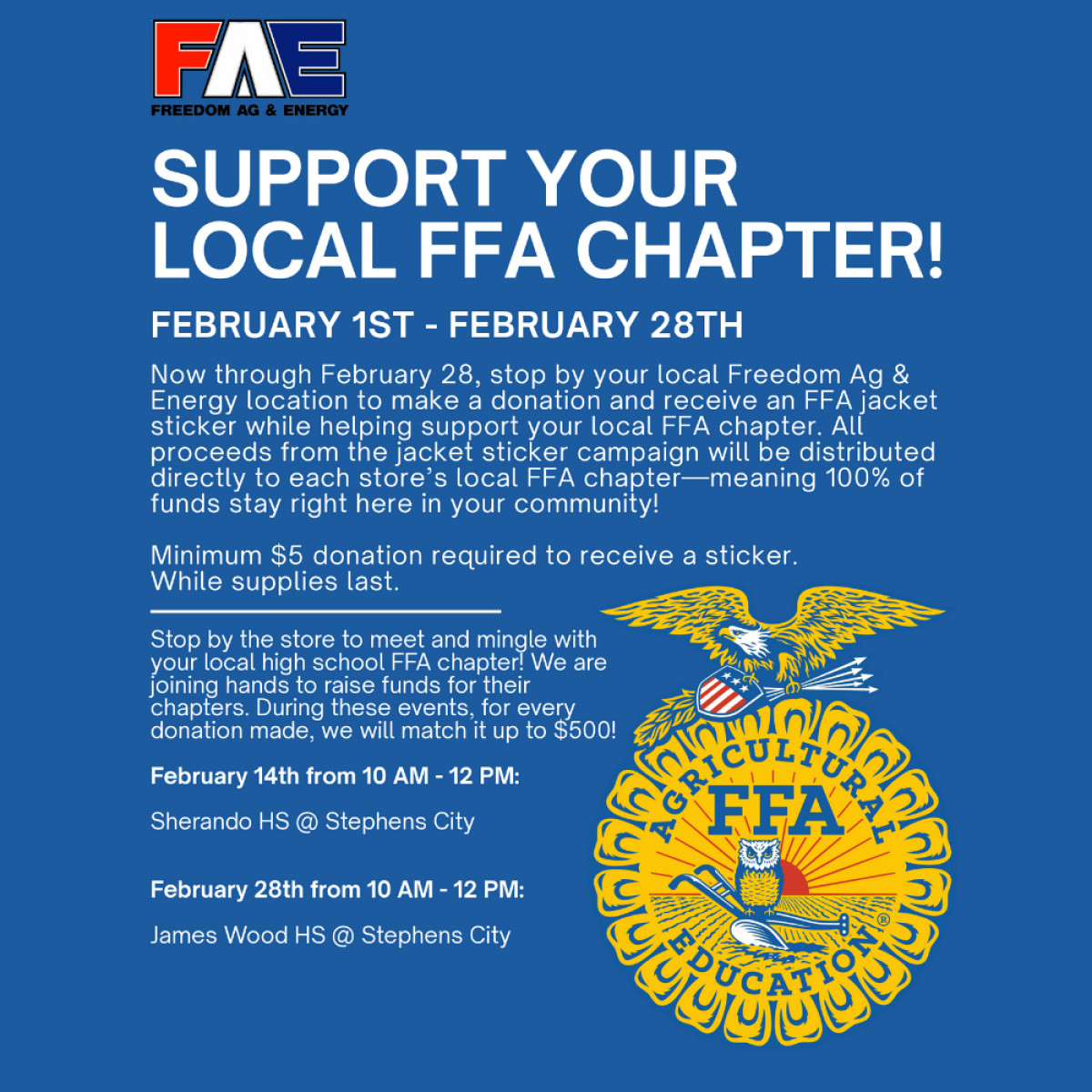 Support Your Local FFA Chapter - James Wood HS