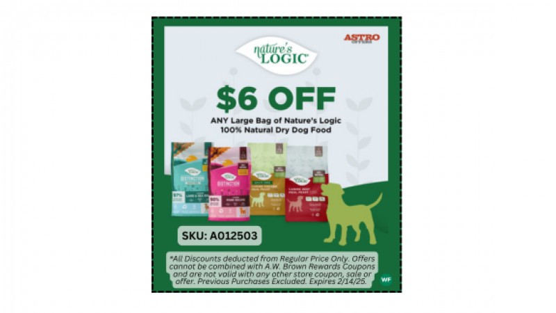 $6 Off Any Large Bag of Nature's Logic 100% Natural Dry Dog Food