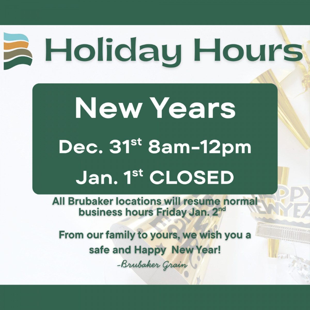 New Year’s Holiday Hours 🎆
