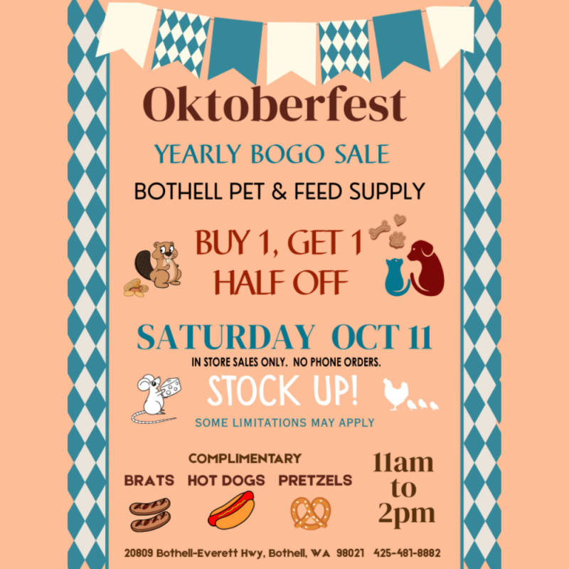 Oktoberfest BOGO Sale at Bothell Pet & Feed Supply! 🎉🐾