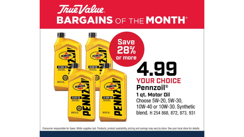 Your Choice Pennzoil® 1 qt. Motor Oil $4.99