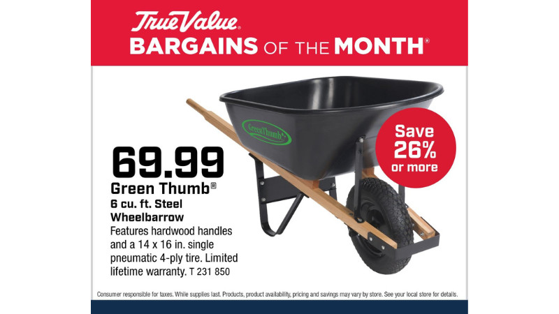 Green Thumb® 6 cu. ft. Steel Wheelbarrow $69.99