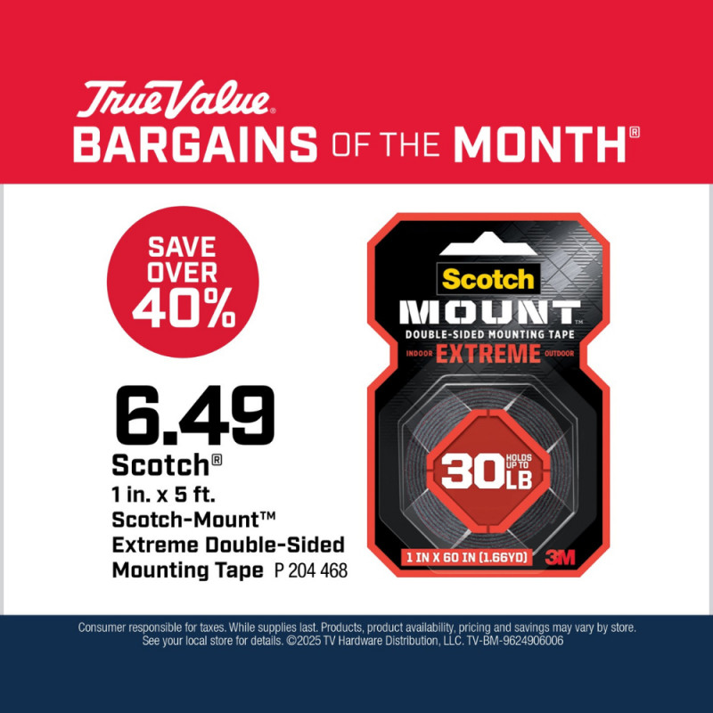 Scotch® 1 in. x 5 ft. Scotch-Mount™ Extreme Double-Sided Mounting Tape $6.49