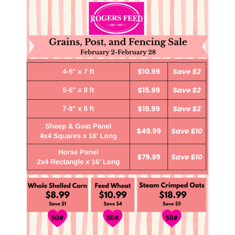 Grains, Post, and Fencing Sale