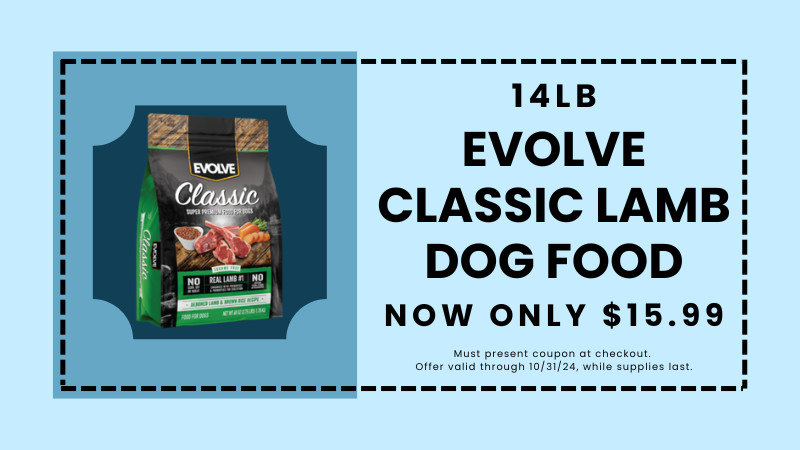 COUPON: 14lb Evolve Classic Lamb Dog Food Savings