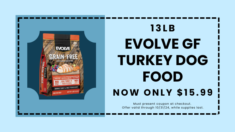 COUPON: 13lb Evolve GF Turkey Dog Food Savings