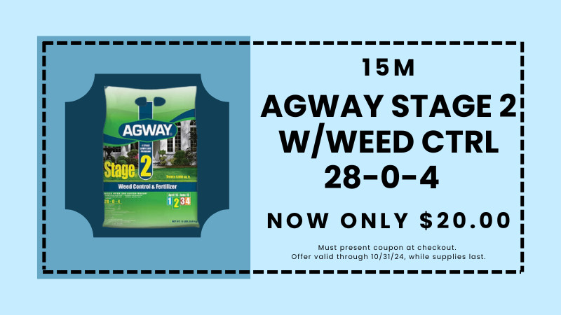 COUPON: AGWAY STAGE 2 WEED CTRL FERT 15M 28-0-4 Savings